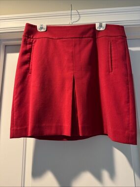 LOFT Red A-Line Skirt with Front Pleat